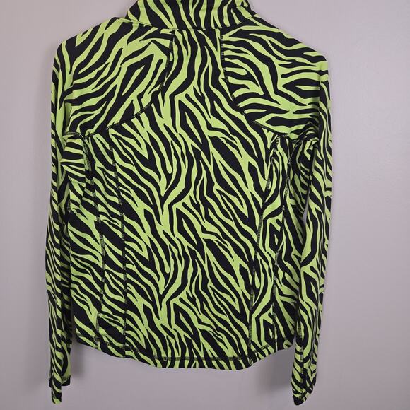 CHRISTINE ALEXANDER Swarovski Track Zip Jacket Green Black Animal Print MED VNTG - Picture 6 of 11